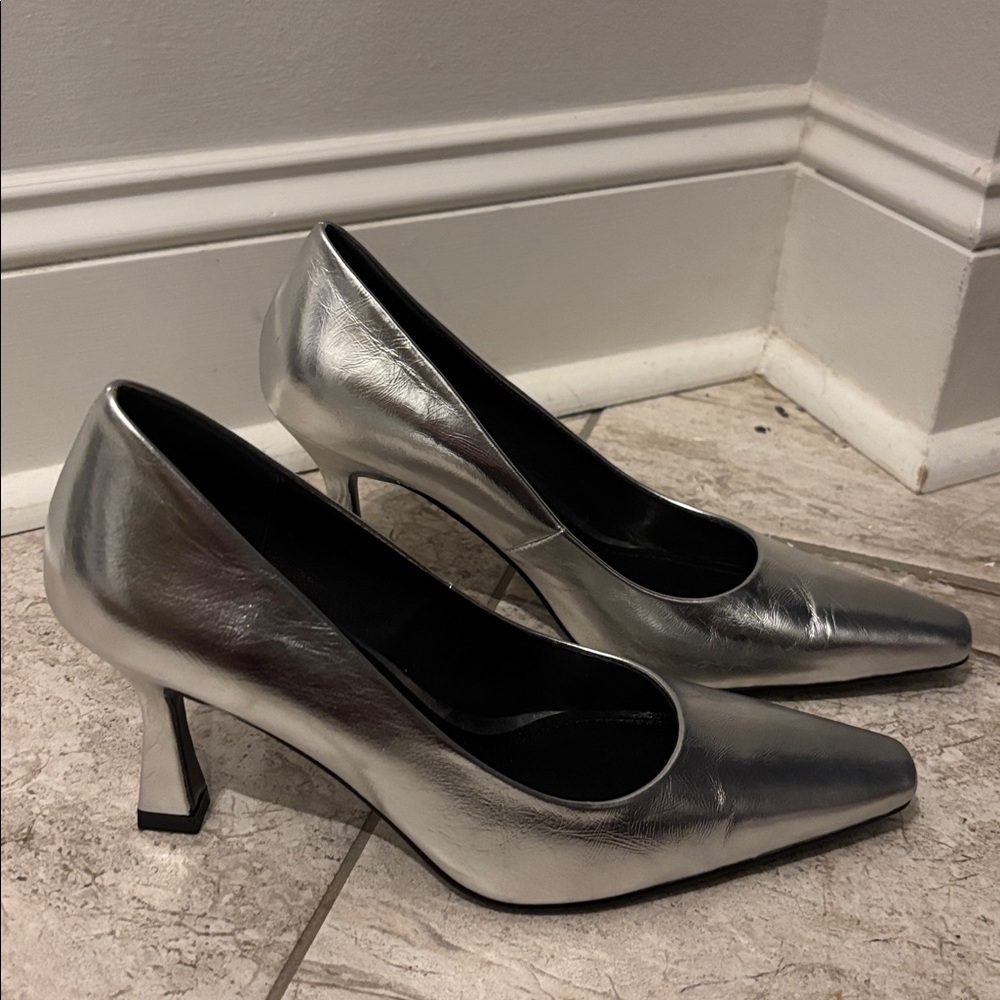 Silver BiBi Lou Heels, Size 38, hardly used